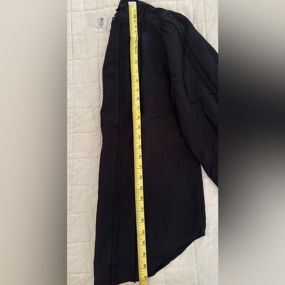 Ann Taylor Tall Eyelet Pintucked Blouse Black Size Small Tall - Picture 12 of 13